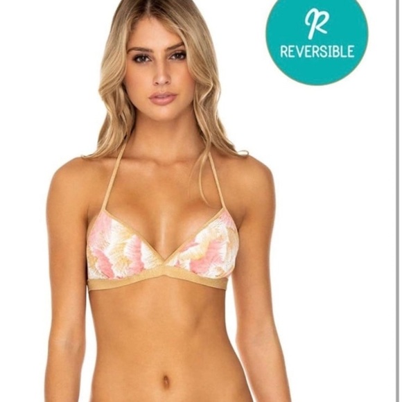 Luli Fama Women's Reversible Bikini Halter Top size L NWT - Picture 2 of 10